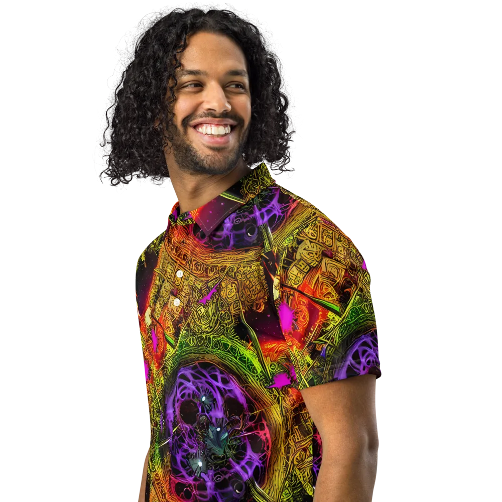 Neon Glyphworks on Men's Slim Fit Polo Shirt — Left Front