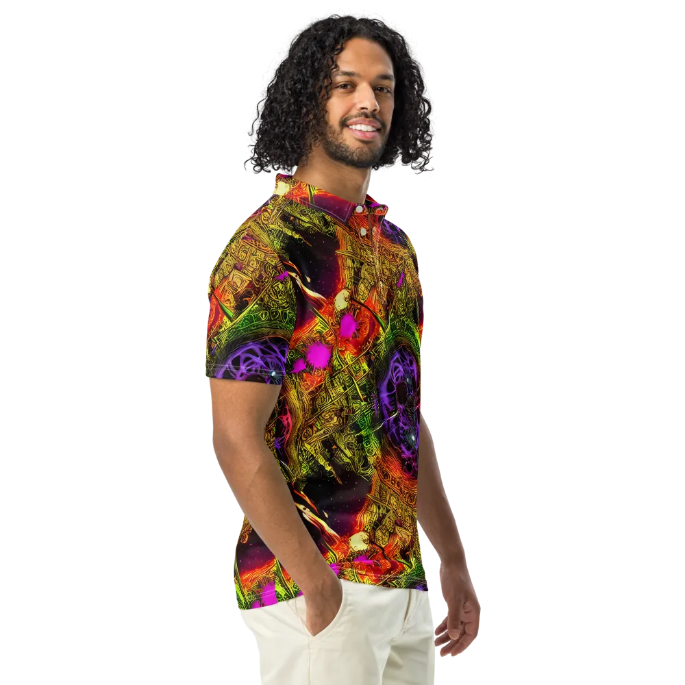 Neon Glyphworks on Men's Slim Fit Polo Shirt — Right Front