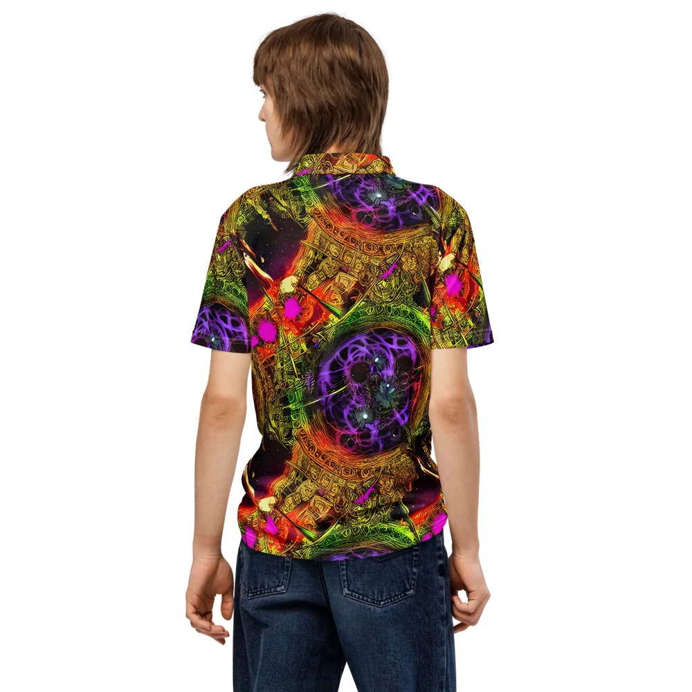 Neon Glyphworks on Men's Slim Fit Polo Shirt — Back