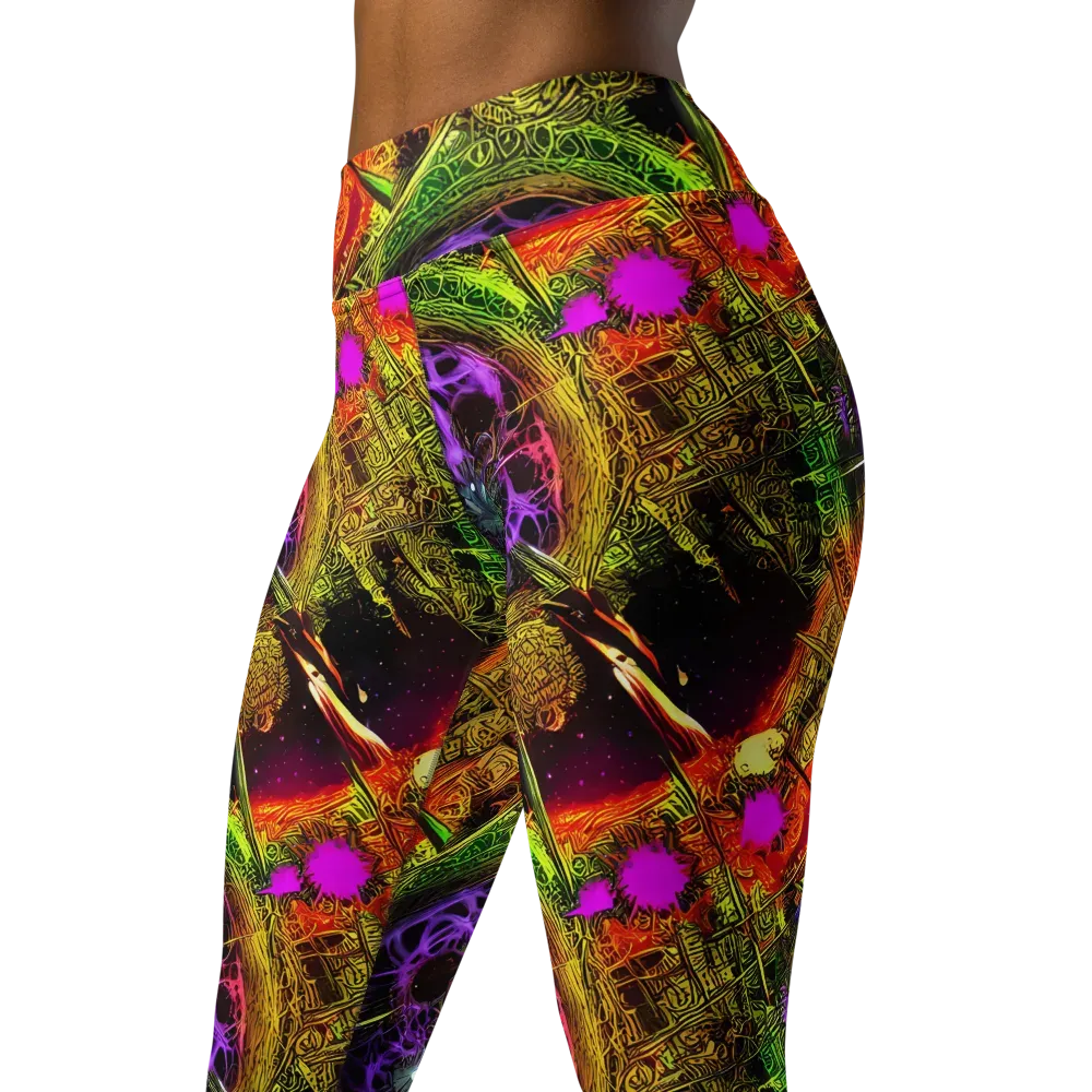 Neon Glyphworks on Yoga Leggings — Left Front