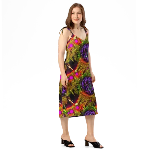 Neon Glyphworks on a Slip Dress