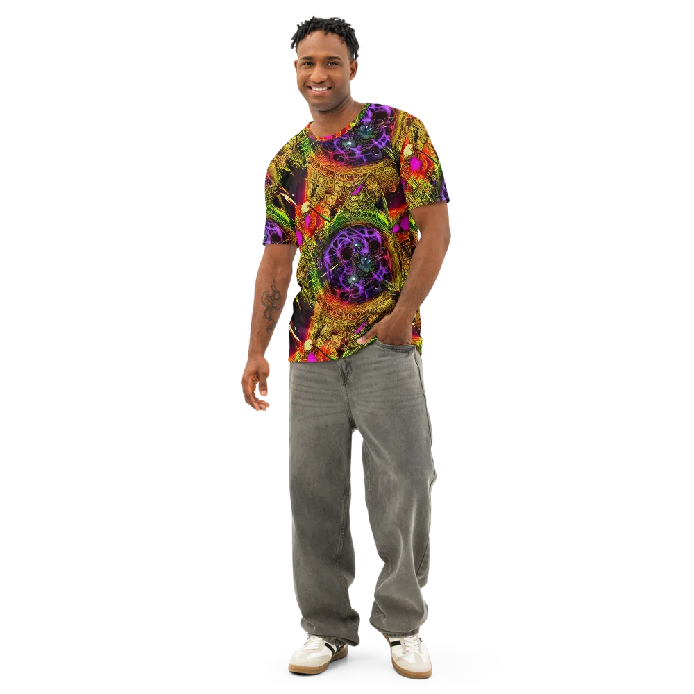 Neon Glyphworks on Men's Cotton Crew Neck T-Shirt — Front
