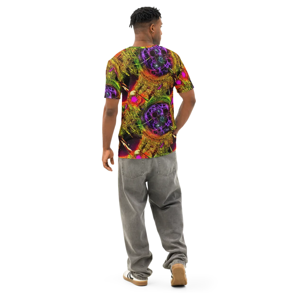 Neon Glyphworks on Men's Cotton Crew Neck T-Shirt — Back