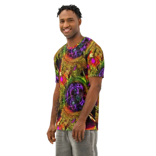 Neon Glyphworks on a Men's Cotton Crew Neck T-Shirt
