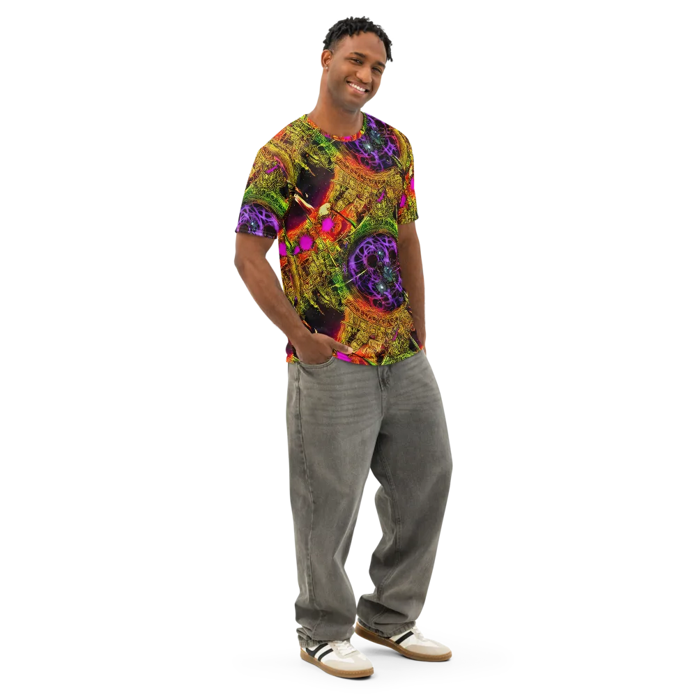 Neon Glyphworks on Men's Cotton Crew Neck T-Shirt — Right Front
