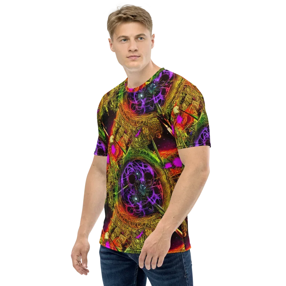 Neon Glyphworks on Men's Crew Neck T-Shirt — Left