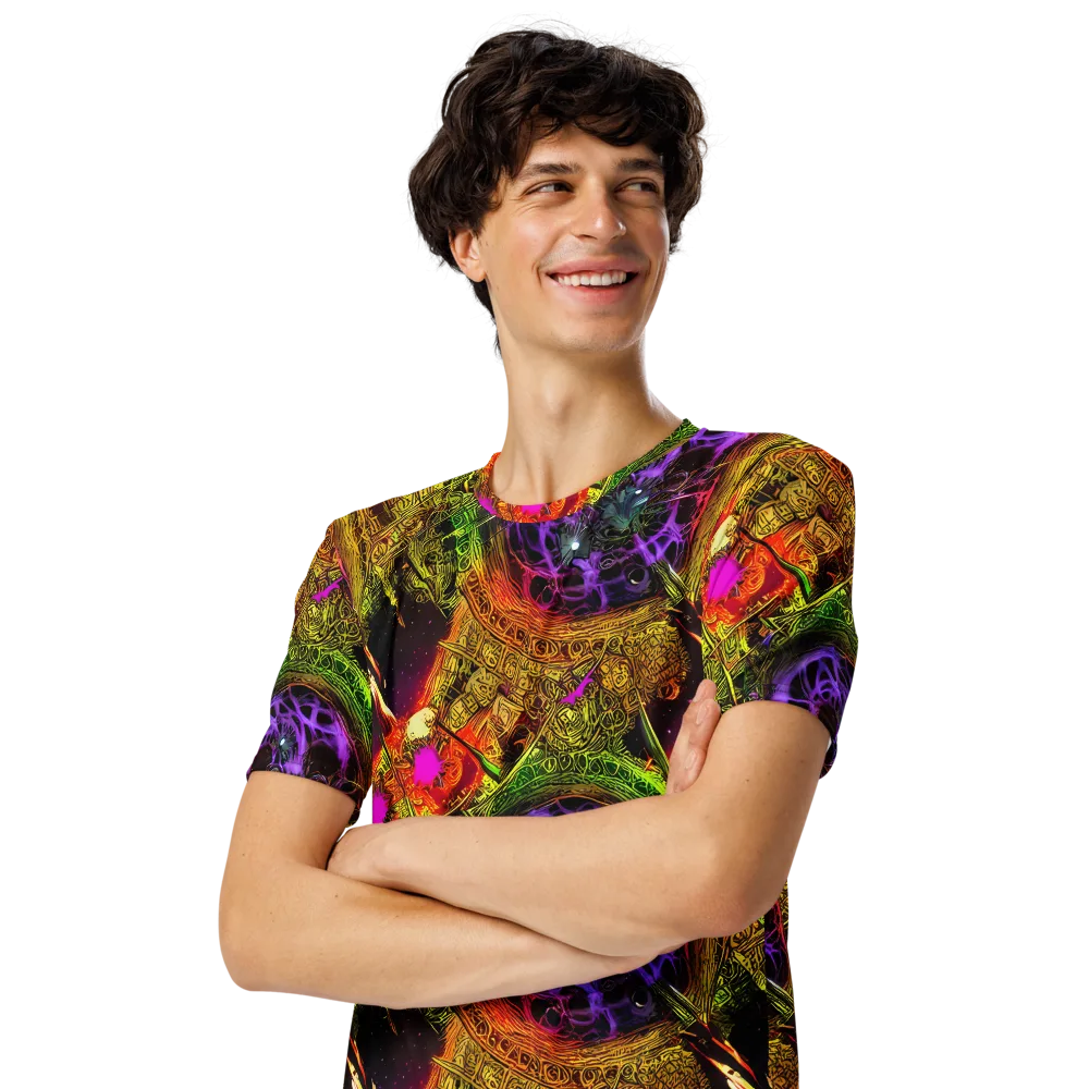 Neon Glyphworks on Men's Crew Neck T-Shirt — Left Front