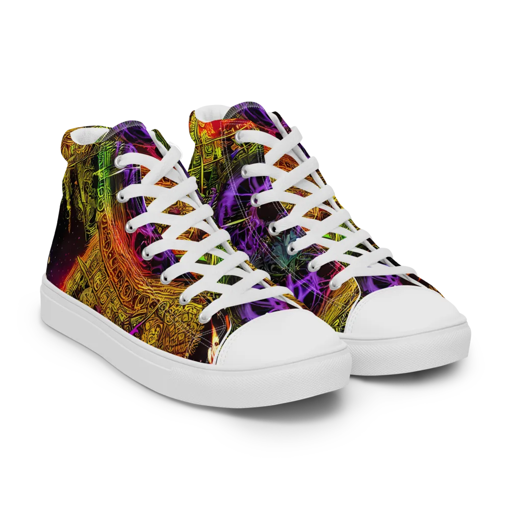 Neon Glyphworks on Men's High Top Canvas Shoes — Right Front