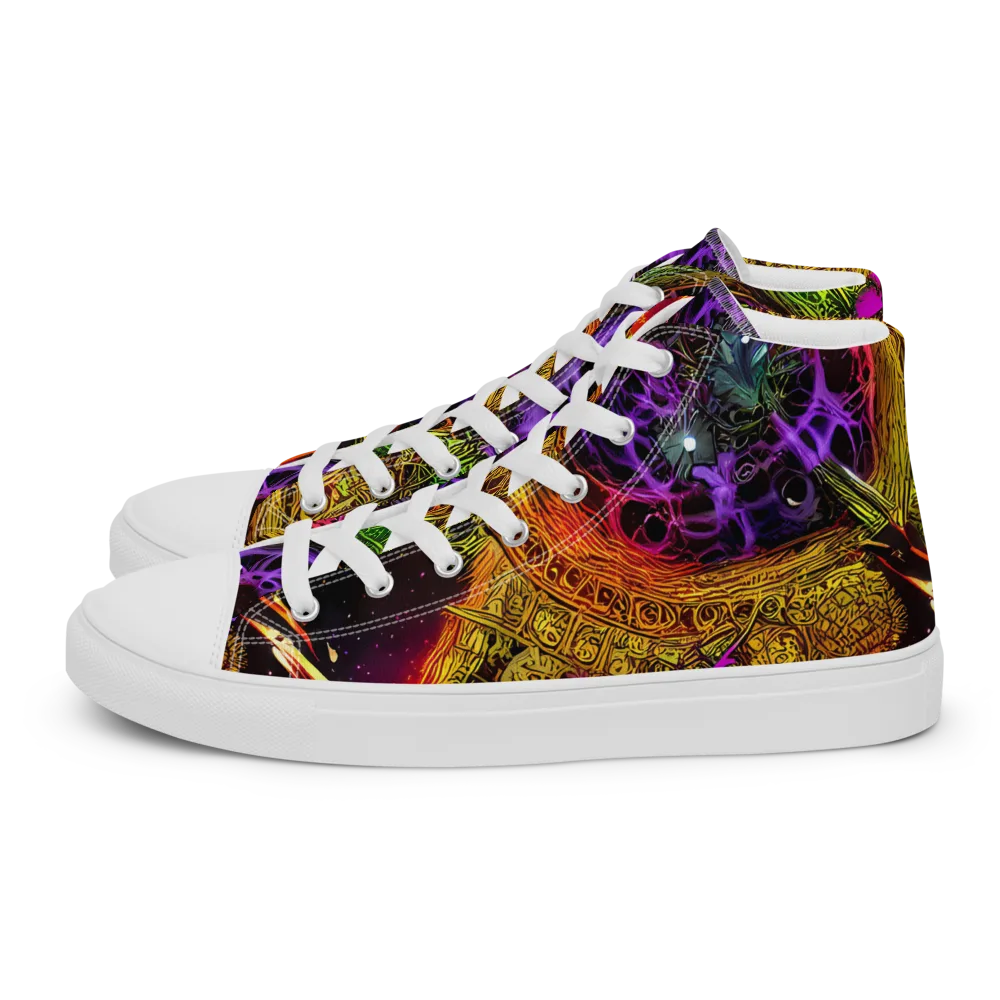 Neon Glyphworks on Men's High Top Canvas Shoes — Left