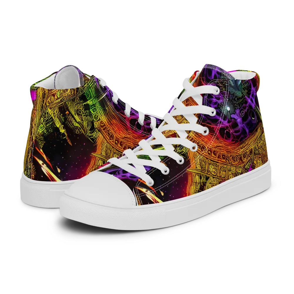 Neon Glyphworks on Men's High Top Canvas Shoes — Left