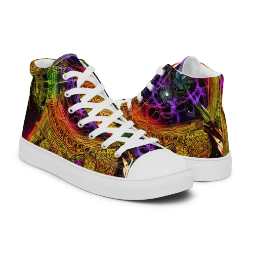Neon Glyphworks on a Men's High Top Canvas Shoes