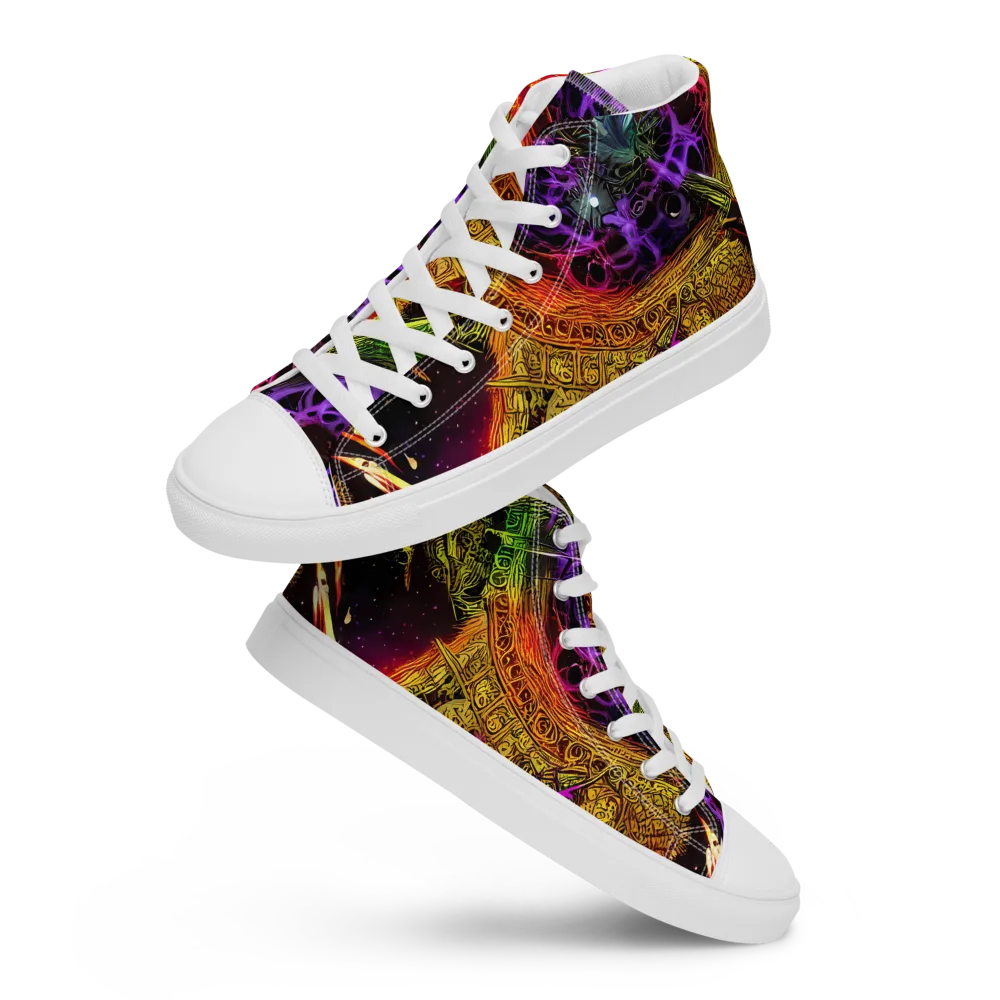 Neon Glyphworks on Men's High Top Canvas Shoes — Front