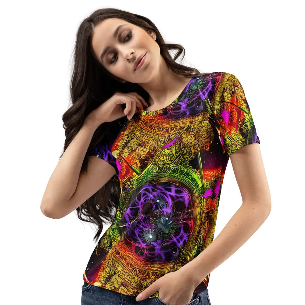 Neon Glyphworks on Women's Crew Neck T-Shirt — Left Front