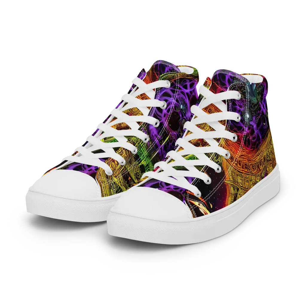 Neon Glyphworks on Women's High Top Canvas Shoes — Left Front