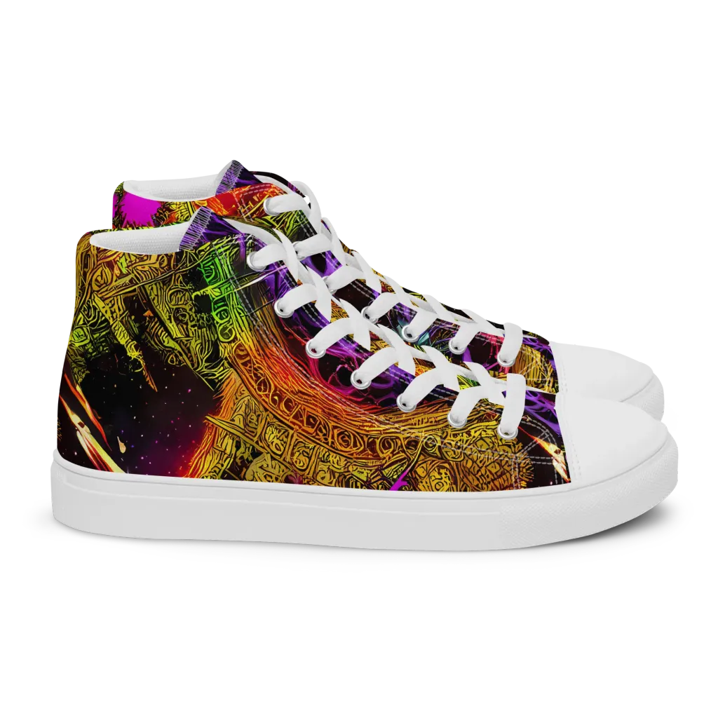 Neon Glyphworks on Women's High Top Canvas Shoes — Right