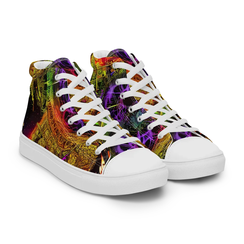 Neon Glyphworks on Women's High Top Canvas Shoes — Right Front