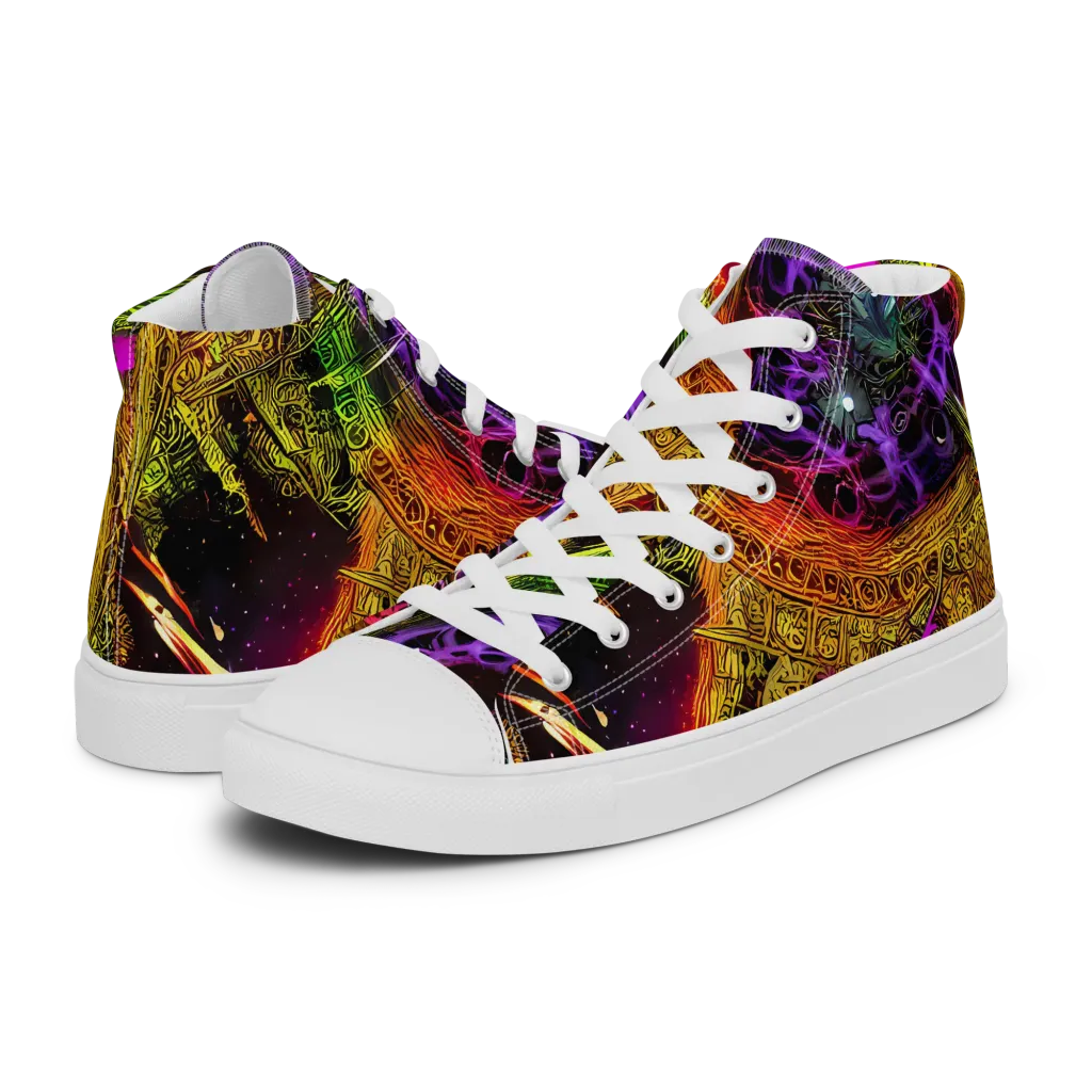 Neon Glyphworks on Women's High Top Canvas Shoes — Left