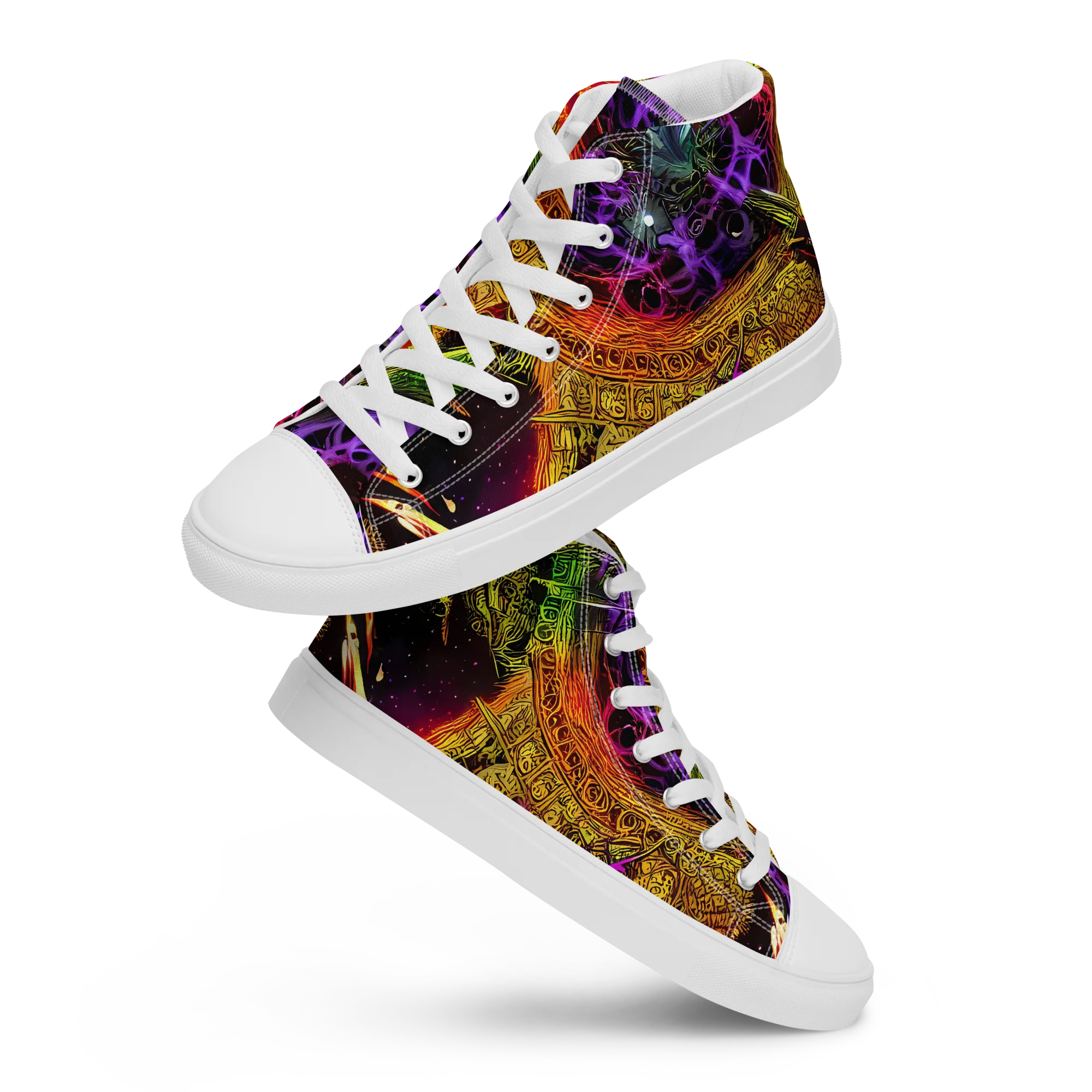 Neon Glyphworks on Women's High Top Canvas Shoes — Front