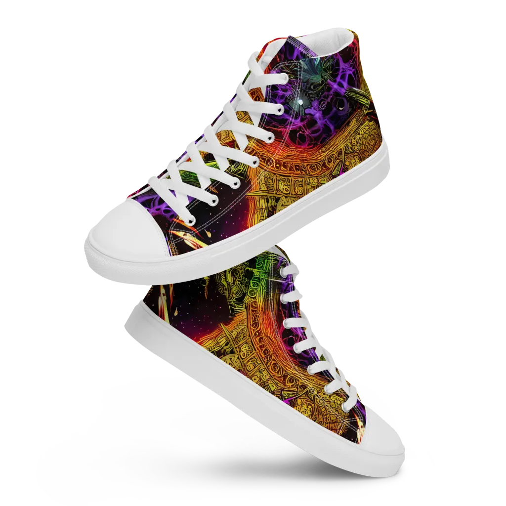 Neon Glyphworks on Women's High Top Canvas Shoes — Front