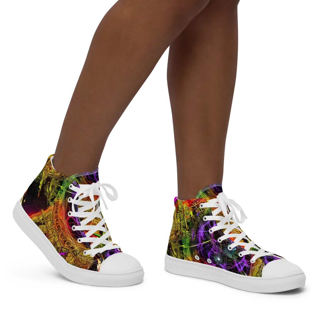 Neon Glyphworks on Women's High Top Canvas Shoes — Right