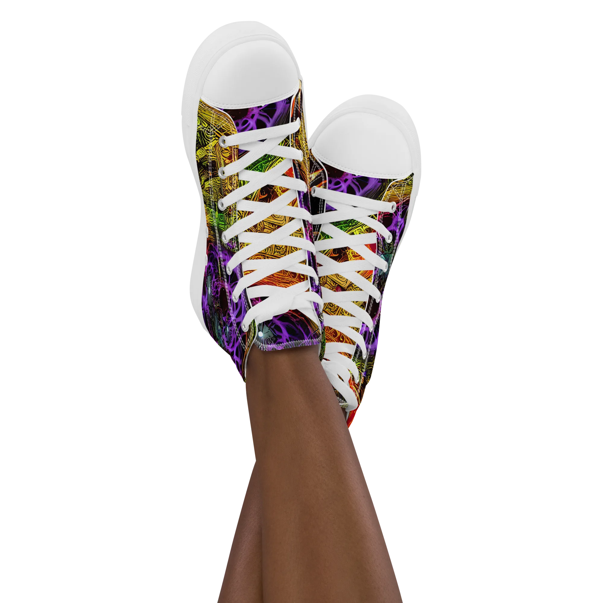 Neon Glyphworks on Women's High Top Canvas Shoes — Front