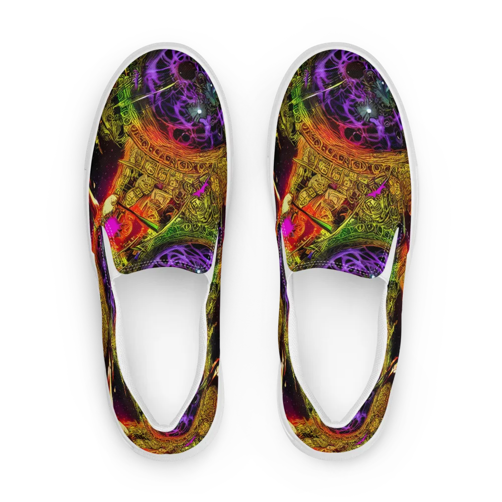 Neon Glyphworks on Men's Slip-On Canvas Shoes — Front
