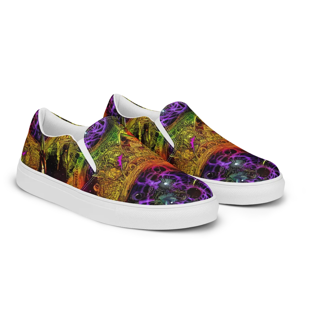 Neon Glyphworks on Men's Slip-On Canvas Shoes — Right Front