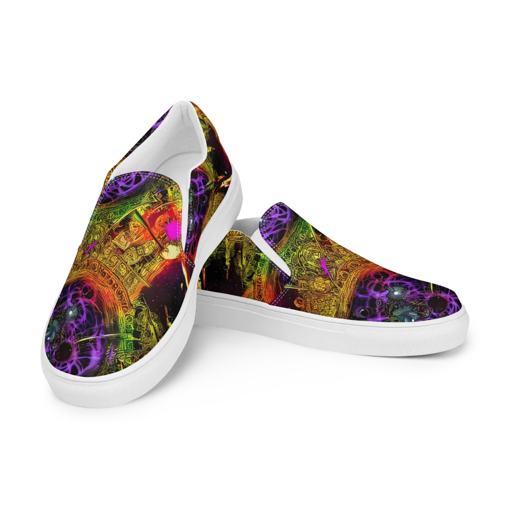 Neon Glyphworks on Men's Slip-On Canvas Shoes — Left Front