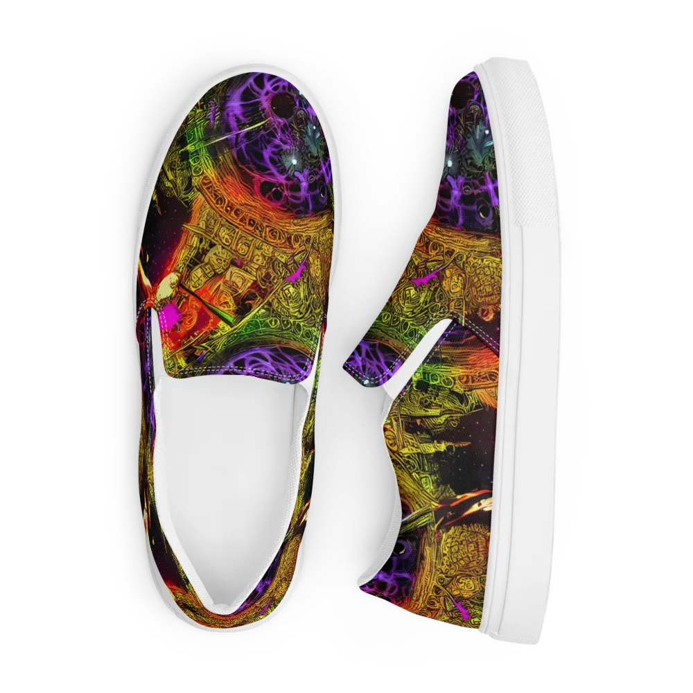 Neon Glyphworks on Men's Slip-On Canvas Shoes — Front