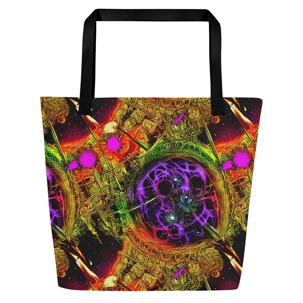 Neon Glyphworks on Large Tote Bag W/ Pocket — Front