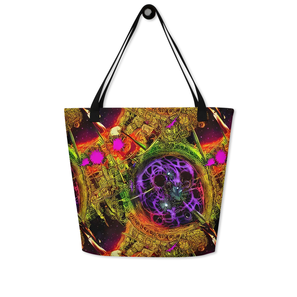 Neon Glyphworks on Large Tote Bag W/ Pocket — Front
