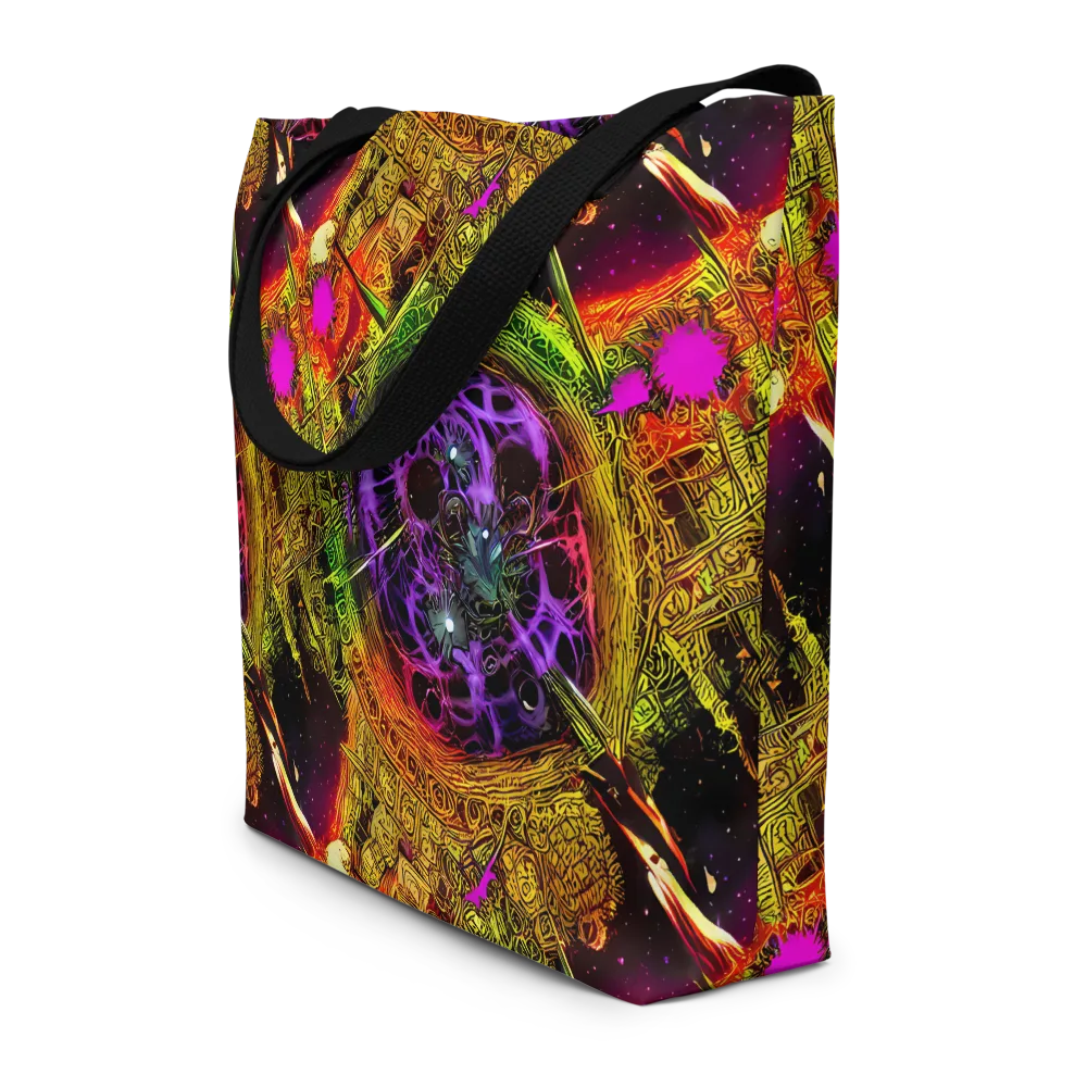 Neon Glyphworks on Large Tote Bag W/ Pocket — Front