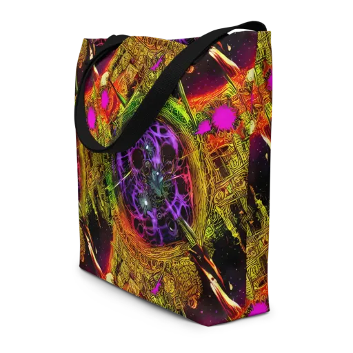 Neon Glyphworks on a Large Tote Bag W/ Pocket