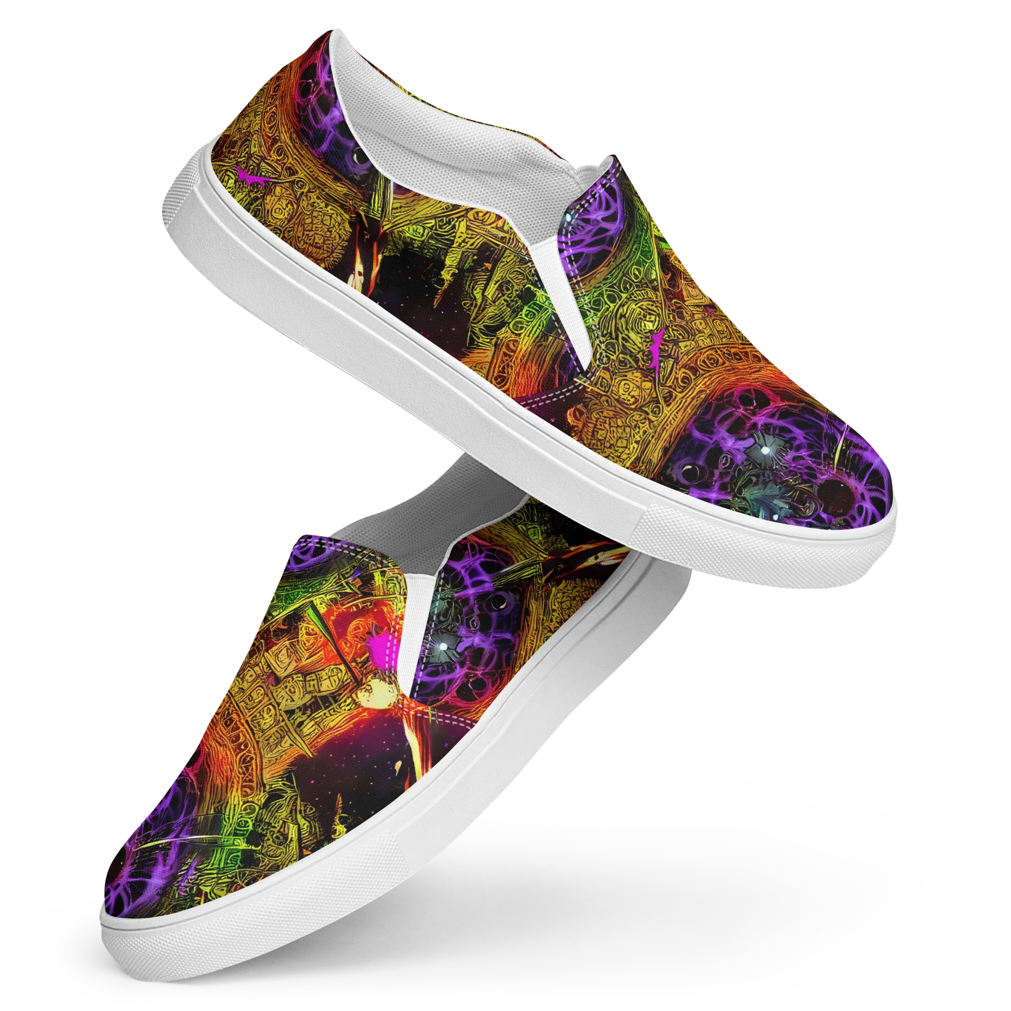 Neon Glyphworks on Women's Slip-On Canvas Shoes — Front