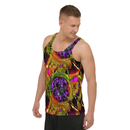 Neon Glyphworks on a Men's Tank Top
