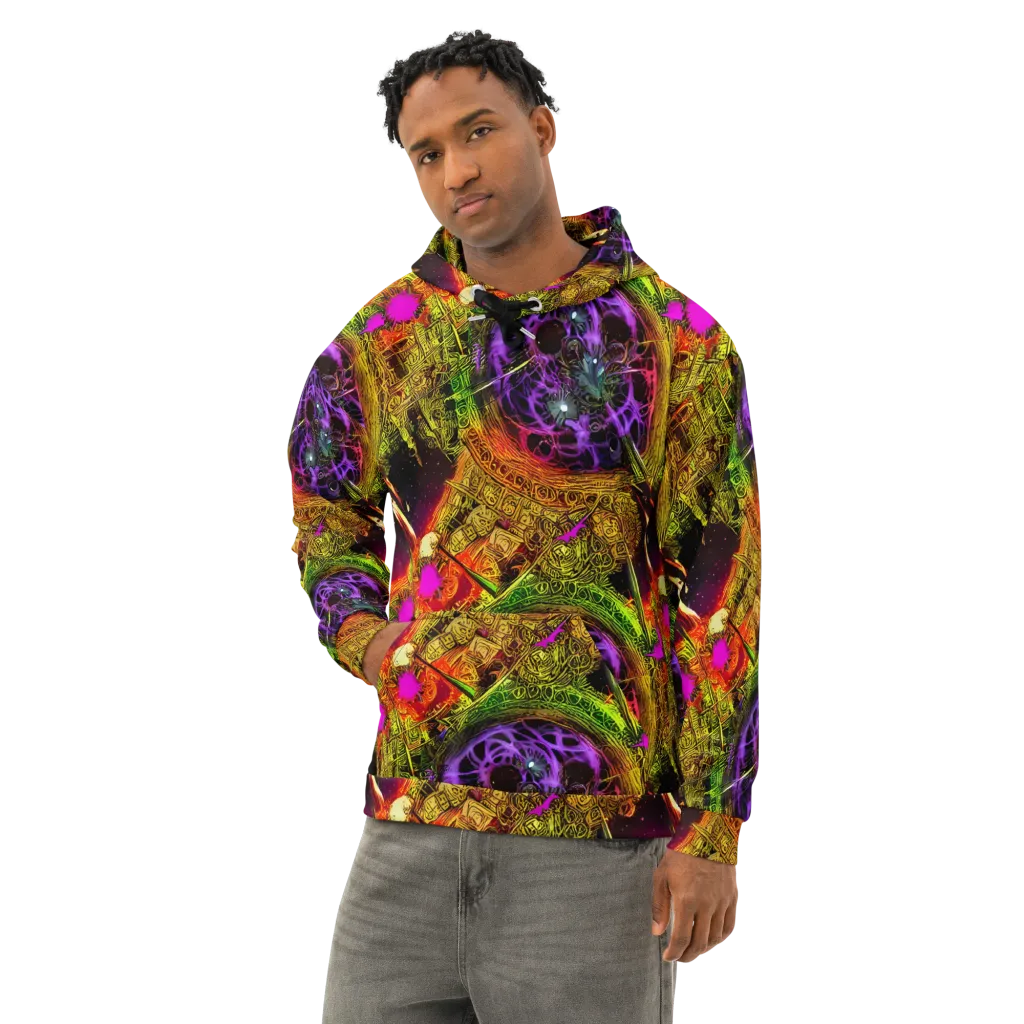 Neon Glyphworks on Cotton Hoodie — Left Front