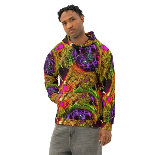 Neon Glyphworks on a Cotton Hoodie