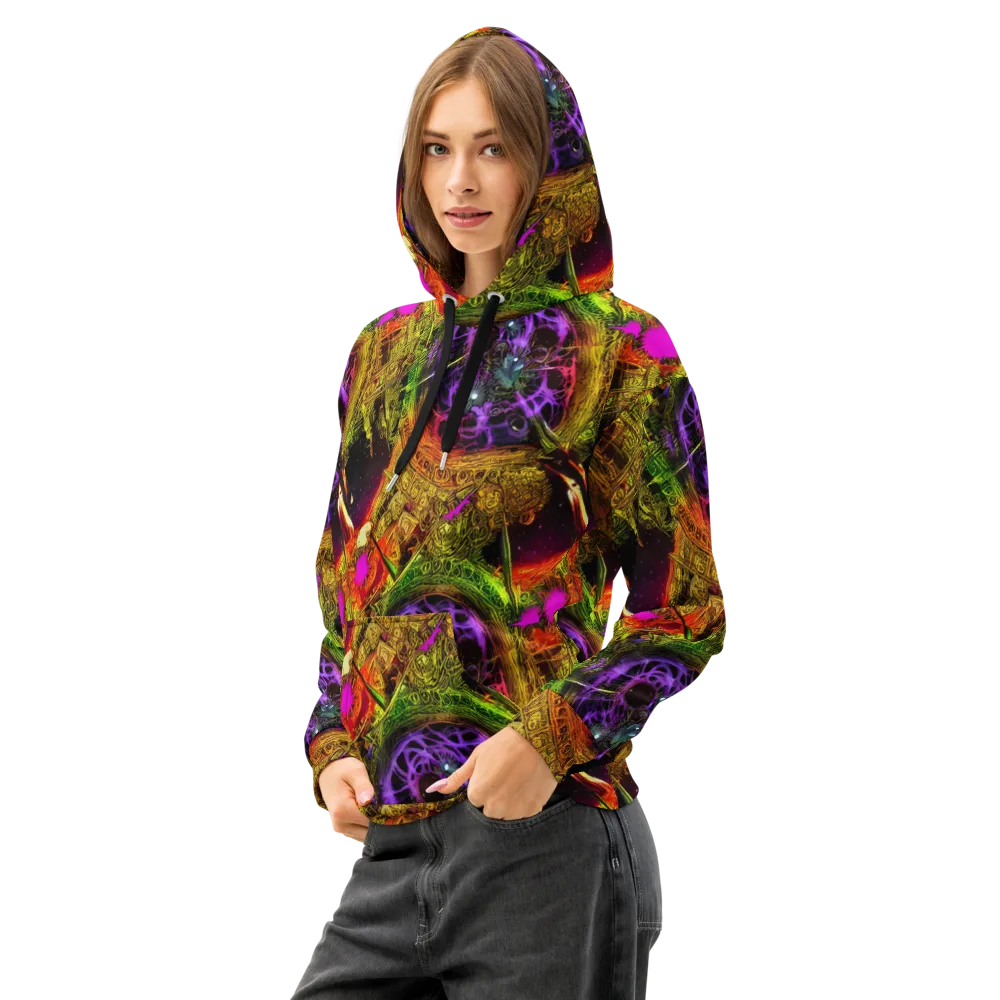 Neon Glyphworks on Cotton Hoodie — Left Front