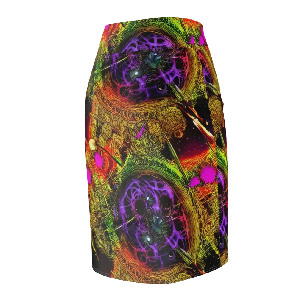 Neon Glyphworks on Pencil Skirt — Back Side
