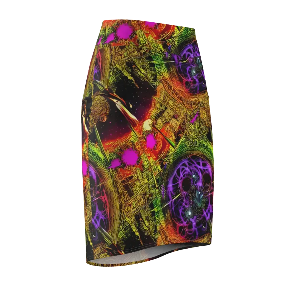 Neon Glyphworks on Pencil Skirt — Front Side