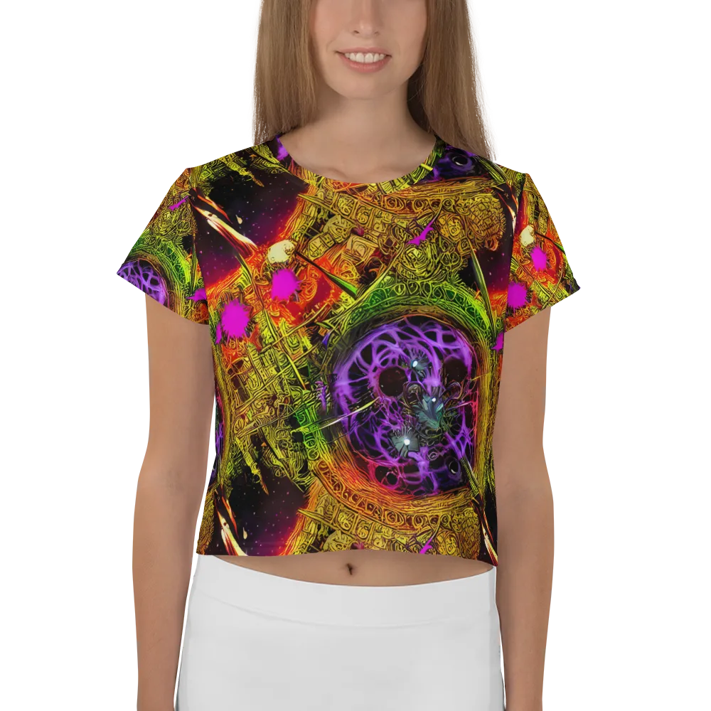 Neon Glyphworks on Crop Tee — Front