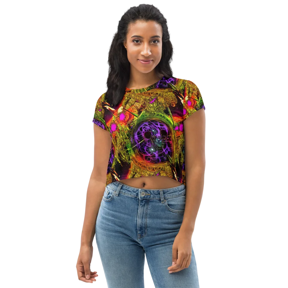 Neon Glyphworks on Crop Tee — Front