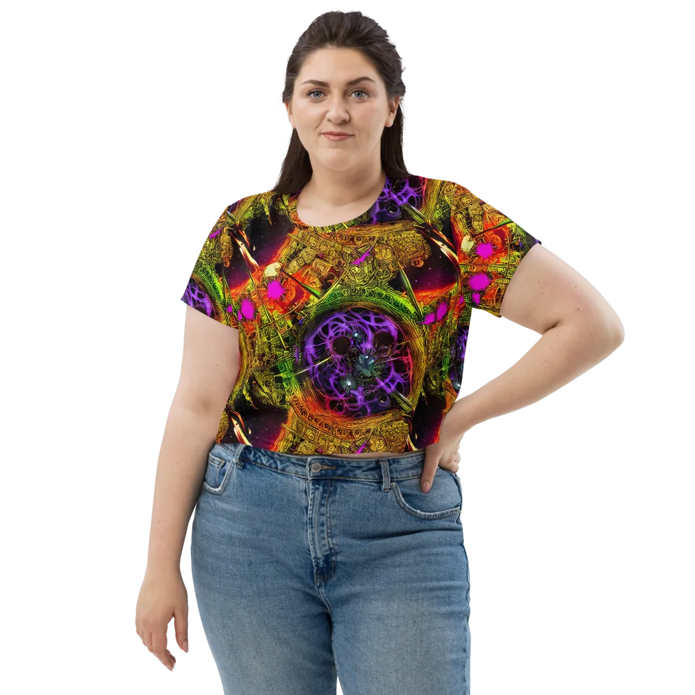 Neon Glyphworks on Crop Tee — Front