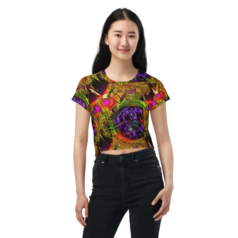 Neon Glyphworks on Crop Tee — Front