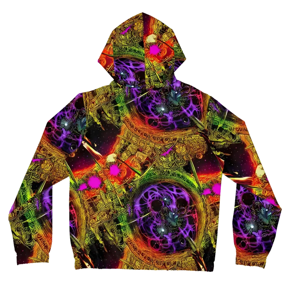 Neon Glyphworks on Women's Full-Zip Hoodie — Back