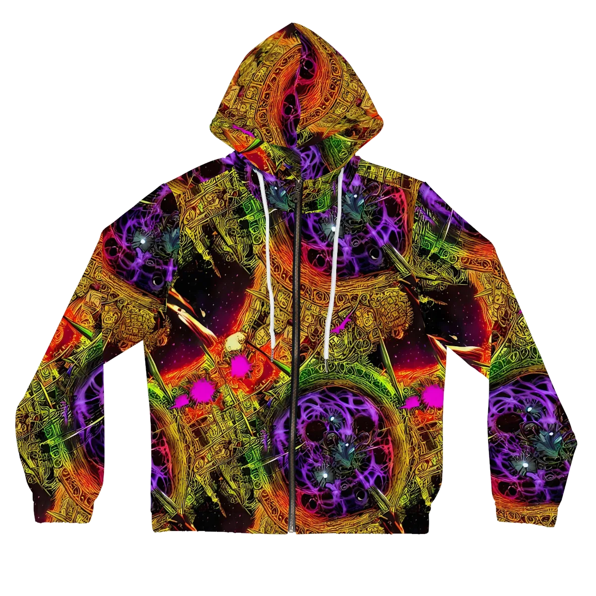 Neon Glyphworks on Women's Full-Zip Hoodie — Front