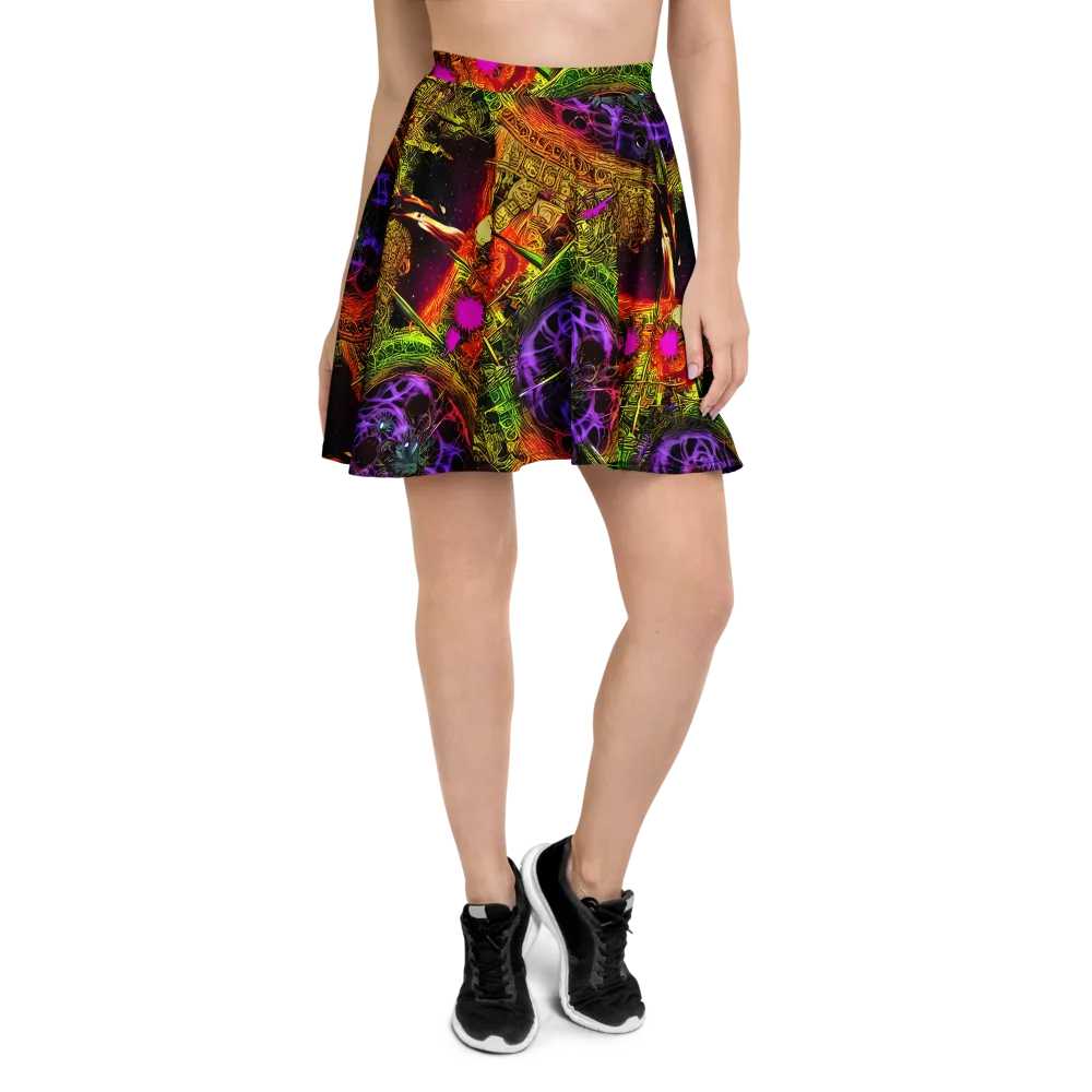 Neon Glyphworks on Skater Skirt — Front