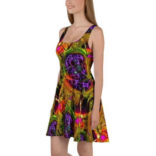 Neon Glyphworks on a Skater Dress