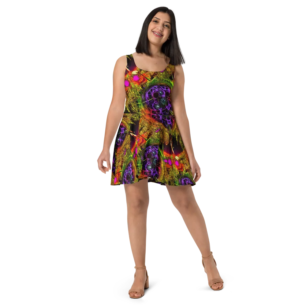 Neon Glyphworks on Skater Dress — Front