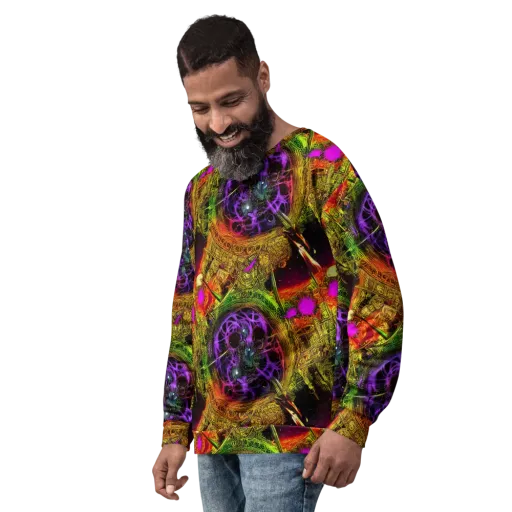Neon Glyphworks on a Sweatshirt